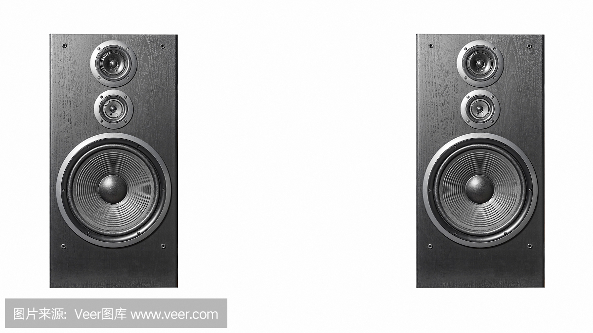 近距離播放高保真黑色揚聲器。專業(yè)音響設備